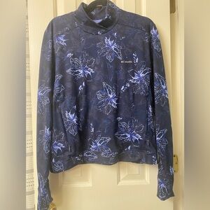 Columbia Women’s Long Sleeve Pullover Blue Floral Mock Neck Activewear Size XXL
